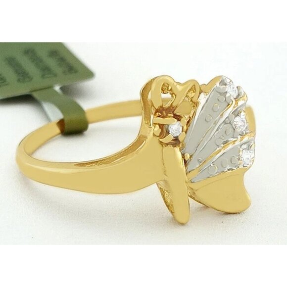 Genuine Diamonds Butterfly 10k Yellow Solid Gold Ring